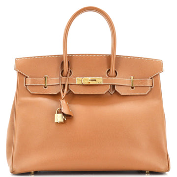 Hermes Birkin Handbag Brown Courchevel with Gold Hardware 35