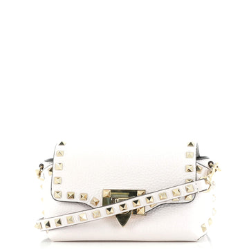 Valentino Rockstud Flip Lock Flap Bag Leather Micro