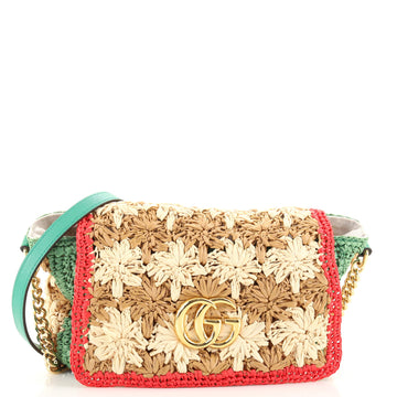 Gucci GG Marmont Flap Bag Raffia Small