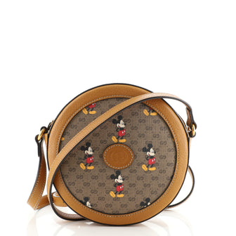 Gucci Disney Mickey Mouse Round Shoulder Bag Printed Mini GG Coated Canvas