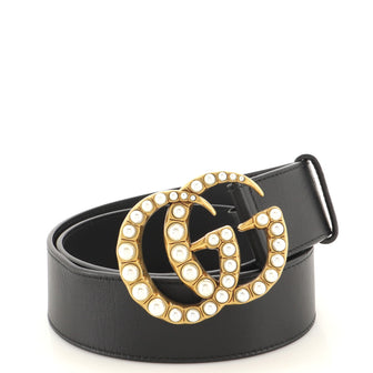 Gucci Marmont GG Pearl Black Calfskin Leather Belt