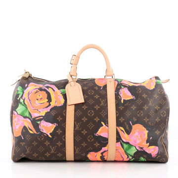 Louis Vuitton Keepall Bag Limited Edition Monogram Canvas Roses 50 Brown
