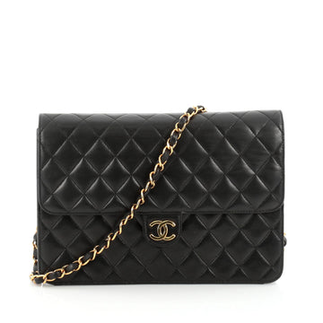 Chanel Vintage Clutch with Chain Quilted Leather Medium black