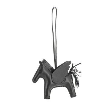 Hermes So Black Pegase Rodeo Bag Charm Leather MM