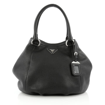 Prada Convertible Satchel Vitello Daino Medium Black