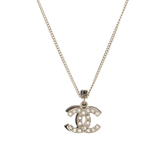Chanel CC Long Pendant Necklace Crystal and Metal