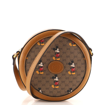 Gucci Disney Mickey Mouse Round Shoulder Bag Printed Mini GG Coated Canvas