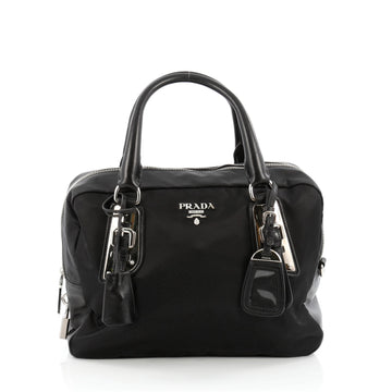 Prada Buckle Bauletto Handbag Tessuto Large Black