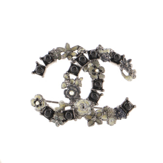 Chanel CC Flower Brooch Metal with Faux Pearls and Crystals