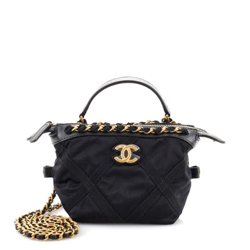 Chanel Top Handle Clutch with Chain Nylon with Grosgrain Mini