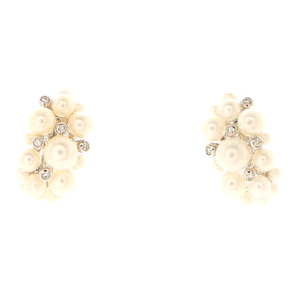 David Yurman Pearl Cluster Hoop Earrings Sterling Silver with Diamonds and Pearls Large