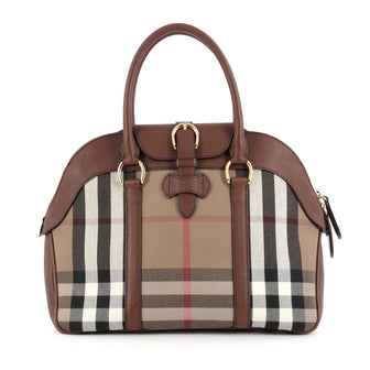 Burberry Milverton Convertible Tote House Check and Leather Medium brown