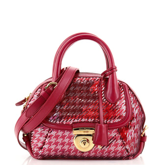 Salvatore Ferragamo Fiamma Satchel Sequins with Leather Mini