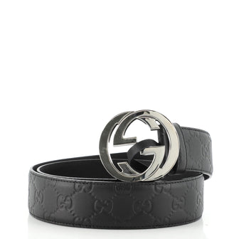 Gucci Guccissima Black Leather Interlocking G Buckle Belt Gucci