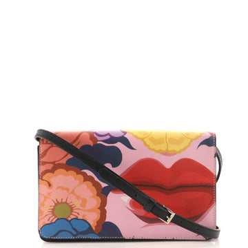 Prada Flap Crossbody Bag Printed Saffiano Leather Small