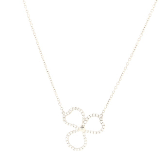Tiffany & Co. Open Paper Flower Pendant Necklace Platinum and Diamonds Small