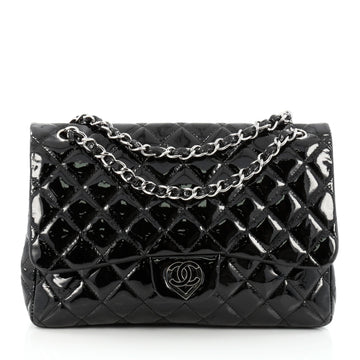 Chanel CC Heart Flap Bag Quilted Patent Jumbo