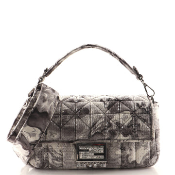 Fendi Baguette NM Bag Limited Edition Sequin Quilted Velvet with Crystal Embellished Metal Medium