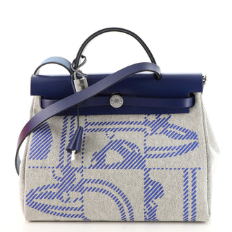 Hermes Herbag Zip Relief Brides de Gala Toile and Leather 31