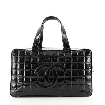 Chanel Chocolate Bar CC Bowler Bag Quilted Patent Large