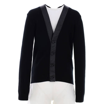 Saint Laurent Men's V-Neck Cardigan Cashmere with Leather