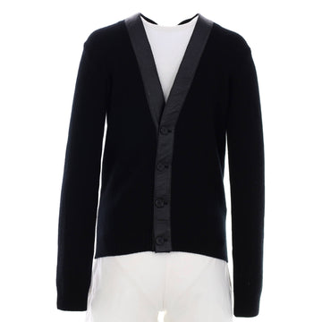 Saint Laurent Men's V-Neck Cardigan Cashmere with Leather