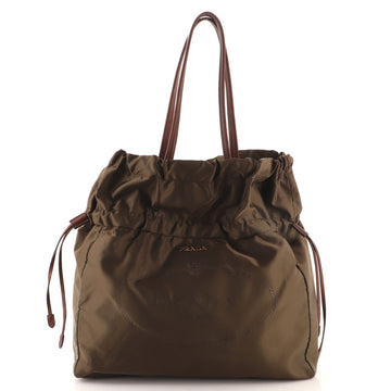 Prada Logo Drawstring Tote Tessuto Medium