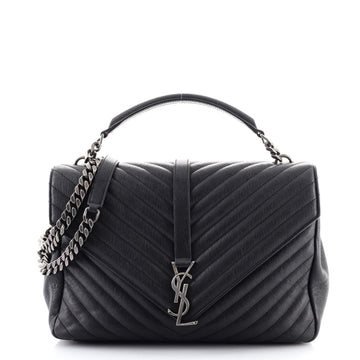 Saint Laurent Classic Monogram College Bag Matelasse Chevron Leather Large