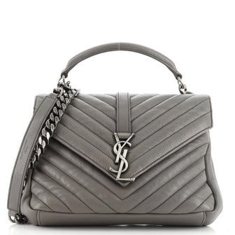 Saint Laurent Classic Monogram College Bag Matelasse Chevron Leather Medium
