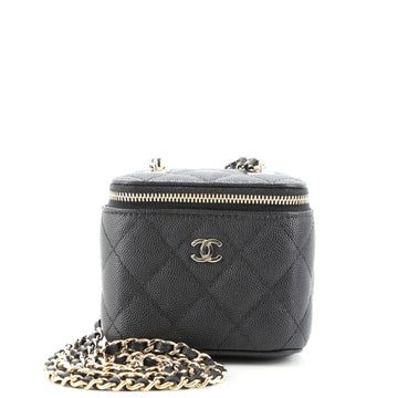 Chanel Classic Vanity Case with Chain Quilted Caviar Mini