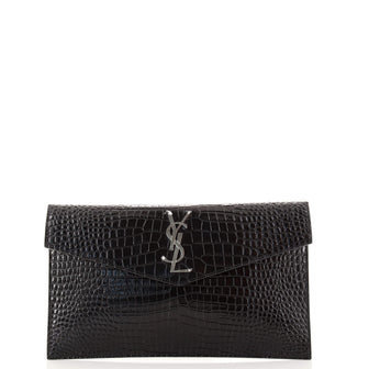 Saint Laurent Uptown Pouch Crocodile Embossed Leather