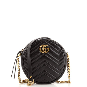 Gucci GG Marmont Round Shoulder Bag Matelasse Leather Mini