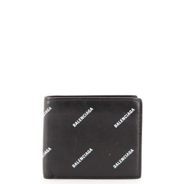 Balenciaga Logo Bifold Wallet Printed Leather Compact
