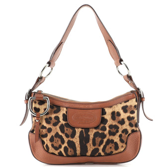 Dolce & Gabbana Animalier Pochette Shoulder Bag Leopard Print Canvas and Leather