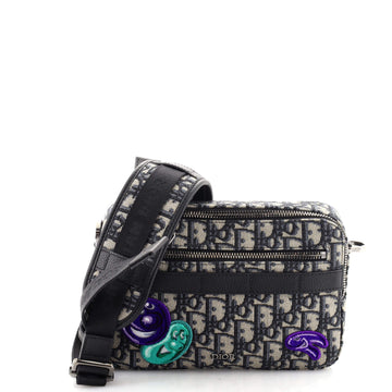 Christian Dior Kenny Scharf Safari Messenger Bag Oblique Canvas with Applique