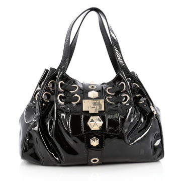 Jimmy Choo Riki Hobo Studded Patent Black