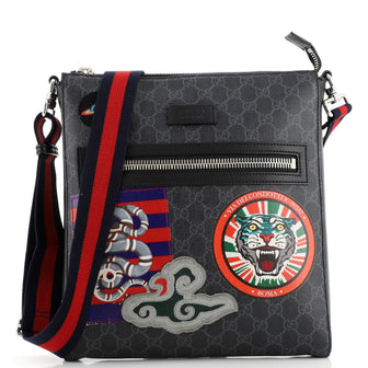 Gucci Night Courrier Zip Messenger GG Coated Canvas with Applique Medium