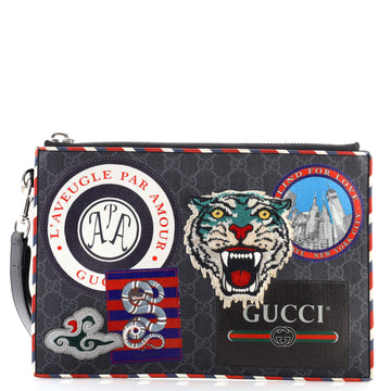 Gucci Night Courrier Pouch GG Coated Canvas with Applique