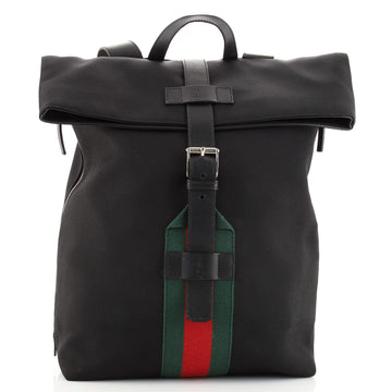 Gucci Web Fold Over Backpack Techno Canvas Medium