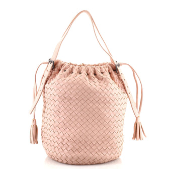 Bottega Veneta Drawstring Tassel Bucket Bag Intrecciato Nappa Small