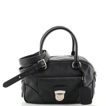 Prada Front Pocket Pushlock Convertible Boston Bag Vitello Daino Small