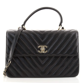 Chanel Trendy CC Top Handle Bag Chevron Lambskin Medium
