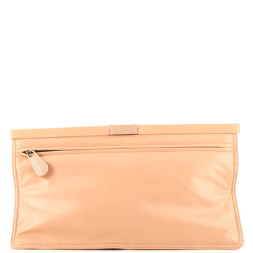 Bottega Veneta Flat Front Zip Frame Clutch Leather Medium