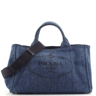 Prada Canapa Convertible Tote Denim Medium