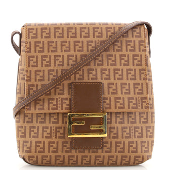 Fendi Vintage Flap Crossbody Bag Zucchino Coated Canvas Small