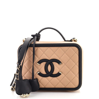 Chanel Filigree Vanity Case Quilted Caviar Medium