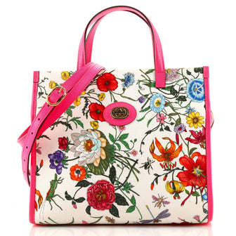 Gucci Convertible Open Tote Flora Canvas Small