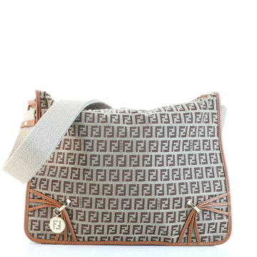 Fendi Vintage F Charm Messenger Bag Zucchino Canvas Medium