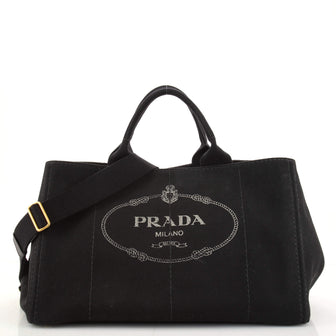 Prada Canapa Convertible Tote Canvas Large