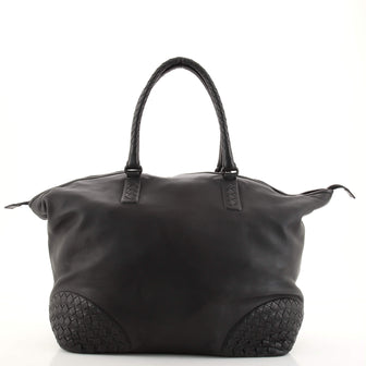 Bottega Veneta Zip Top Tote Leather with Intrecciato Detail Medium